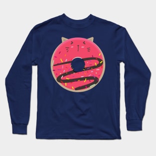 Pink Blushing Kawaii Cat Donut Long Sleeve T-Shirt